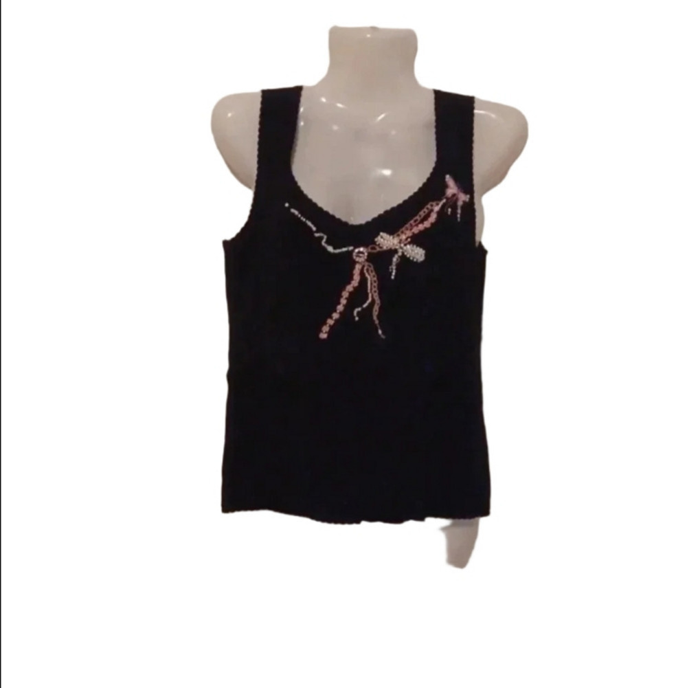 Sydney Easton sleeveless top with dragonfly embroidery Women's Size Medium - Picture 3 of 8